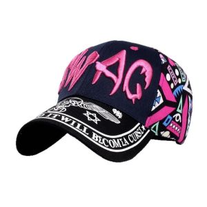 SERENEGLOW Stylish Streetwear Baseball Cap with Embroidered SWAG Logo and Geometric Patterns for Sun Protection