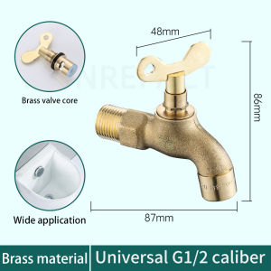 Brass Anti-Theft Faucet Garden Outdoor Faucet Washing Machine Wall Mounted Faucet Water Saving Durable With Key