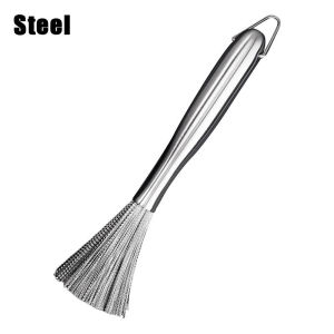Long Handled Stainless Steel Brush Kitchen Wire Cleaner Pot Pan Decontamination Tools