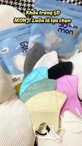 Combo 100 Chiếc Khẩu Trang 5D Monji 3 Lớp Vải Lọc Khuẩn Ngăn Bụi Ôm Sát Thoáng Khí.