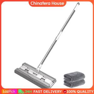 Floor Telescopic Mop with Telescopic Handle Wet Dry Mop with Mop Pads & Scraper for All Home/Bathroom/Office