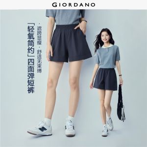 GIORDANO Women Shorts 4-Way Stretch Seam Detail Shorts Elastic Waist Loose Fit Fashionable Casual Shorts 13406210