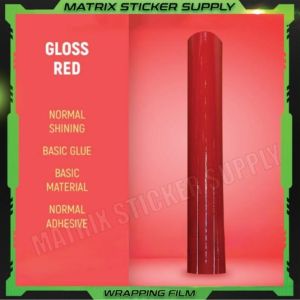 PREMIUM GLOSSY RED MOTOR STICKER (152CM-Custom)Pelekat Stickers kilat wrapping full body vinyl wrap film stiker motor
