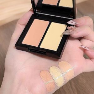 Dorisna 2-color Concealer Palette Salmon Color for Dark Circles Spots Acne Cover Corrector Moisturizing Brightening Concealer Cream Make Up