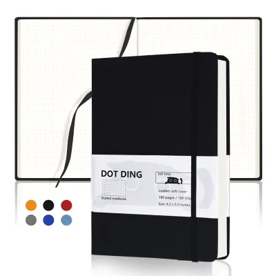 Dotted Notebook A5 Hardcover Faux Leather Journal Notebook Dotted Journal Notepad for School Office