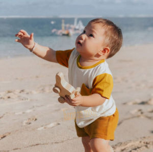 Setelan kaos anak laki perempua Nano kambinasi dan hoodie retoro bahan baby terry / Playset Baju anak cewecowo