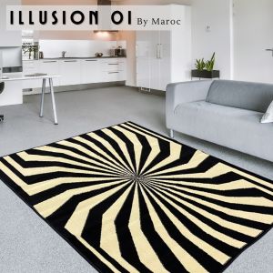 ILLUSION Karpet Lantai 100x150 Motif 01 Black Cream