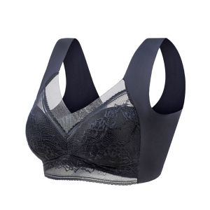 VCH L-5XL Lace Womens Underwear Plus Size Lace Printed Tank Top Bra Full Cup Comfortable Floral Printed Underwear Ladies