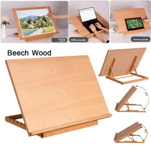 LANCE Adjustable Beech Wood Table Easel Folding Multifunction Art Painting Easel Markers Storage Portable Sketch Easel Artists