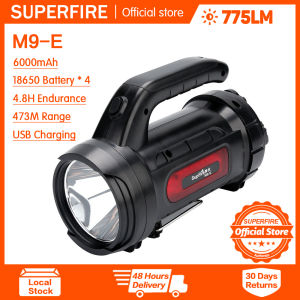 Superfire Đèn Pin M9-E Đa Chức Năng Tìm Kiếm Ánh Sáng Có Thể Sạc Lại Ánh Sáng Trắng/Ánh Sáng Màu Đỏ đèn kép Nguồn Đèn Pin Không Thấm Nước 775 Lumens chiếu sáng ngoài trời Đèn Pin Với Sidelight