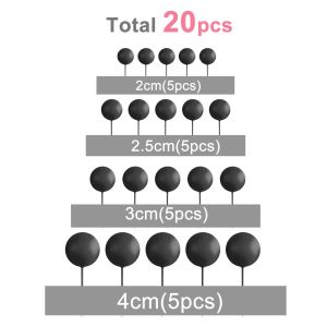 Hiasan Kue Ulang Tahun Cake Ball/Ball Cake Topper/Topper Bulat/Hiasan Kue Bola Tusuk /Bola Dekor Warna Matte 1 Set Isi 20pcs Dengan Variasi Ukuran Untuk Hiasan Kue Ultah Wedding