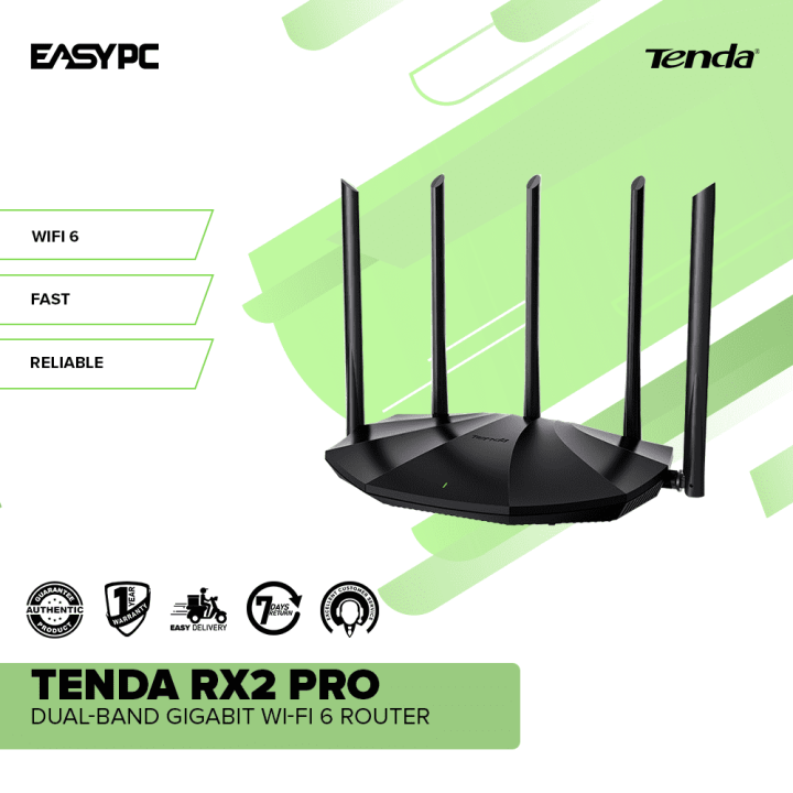 EasyPC | Tenda RX2 Pro Dual-Band Gigabit Wi-Fi 6 Router Network ...