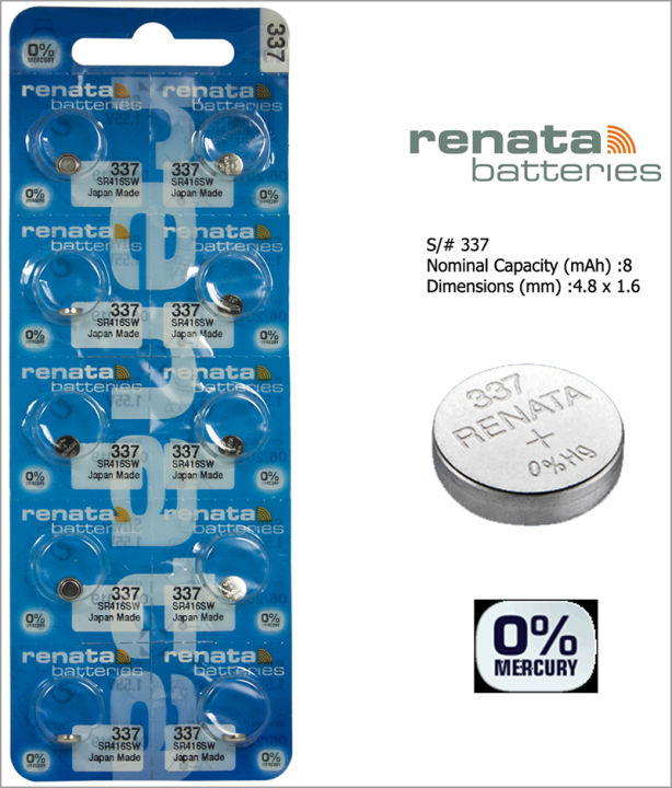 Renata 337 SR416SW 1.55V Silver Oxide Watch (10 Batteries) - Made In - Foto 3