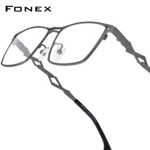 FONEX dopamine Titan nguyên chất Gọng kính nam giới thiết kế Thương hiệu Mới cổ điển Kính mắt dáng vuông nữ Hoài Cổ Nhật Bản Eyewear 85921