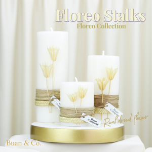 Julien FLOREO STALKS with Real Star Anise Flower  Scented Candle (Buan & co.) WHITE/STAR ANISE SIZES. Light Wood aesthetic