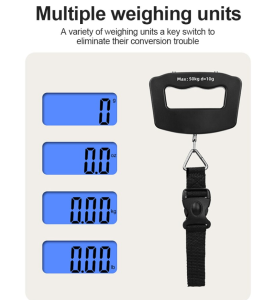 50Kg 10g Portable Mini Digital Hand Held Fish Hook Hanging Scale Electronic Weighting Luggage Scale blue Backlight g kg