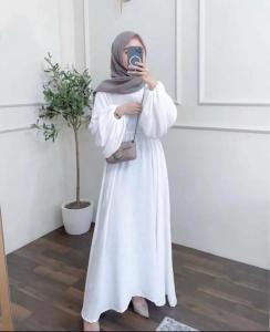Gamis Busui Esti Bahan Crinkle Airflow Realpict LD 105 PJG 135 Sleting Depan