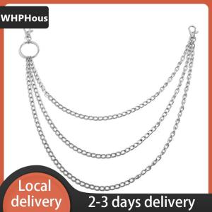 [COD] WHPHous Ship within 24 hours 1 2 3 Layer Long Metal Belt Chain Rock Punk Hook Trousers Pant Waist Link Metal Wallet Chain Keychain Ring Clip Keyring HipHop Jewelry