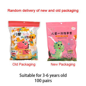 100 Pairs Individual Pack Thickened Portable Disposable Gloves Cartoon Pattern Independent Packaging Wholesale