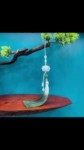 Vintage Chinese Hanfu Pendant Traditional Tassels Pendants Imitation Lotuses Jade Fashionable Jewelry for Celebrations