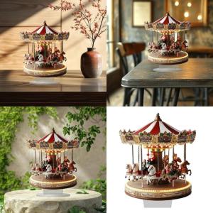 Sophisticated 2D Flat Christmas Carousels Acrylic Desktop Decoration Ornament for Dining Table or Fireplaces Display
