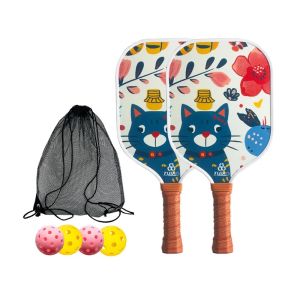 Kids Pickleball Paddle Set Lightweight PP Honeycomb Core Cartoon Pickleball Rackets PU Grip Parent-child Indoor Outdoor Sports