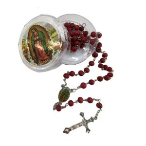 Christian Prayer Wooden Beads Rosary Necklace with Our Lady of Guadalupe and Crucifix for Women and Men in Gift Box