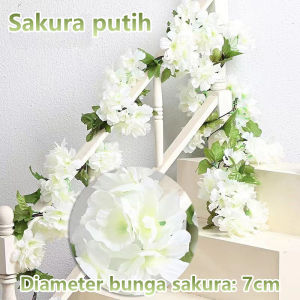Sakura vineRotan bunga sakura buatan Dekorasi pernikahan dan hari raya