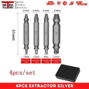 4Pcs Extractor Tap Putar Kiri Alat Pencabut Baut Patah Baut Rusak