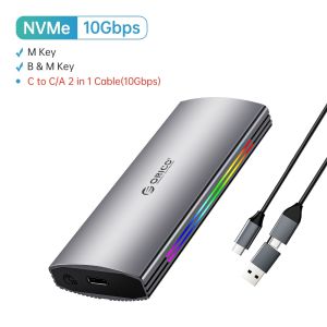 ORICO RGB 10Gbps M2 NVMe SSD Enclosure Aluminum USB3.1 Gen2 Case for M Key M&B Key Solid State Drive for Video Editing