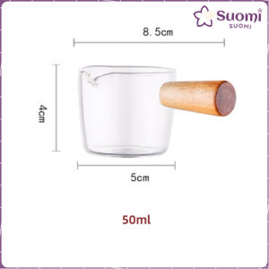 Suomi Thickened Glass 100ml 50ml with Wooden Handle Espresso Cup Mini Milk Cup Restaurant Barista Tool Espresso