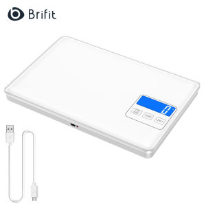 Brifit Digital Kitchen Scale 15kg/1g Waterproof Glass & Stainless Steel High Precision with Tare Function Large LCD Display 5 Unit Conversions for Baking & Cooking