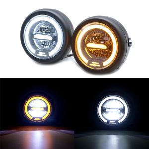 Astront Universal Motorcycle LED Headlight Retro Round Headlamp Cafe Racer Style Motorbike Lamp