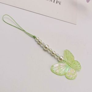 LENMAX. Anti-Lost Ornament Phone Chain Short Rope Phone Lanyard Hanging Rope Luminous Butterfly Pendant Hand Strap Mobile Phone Straps Wrist Hand Lanyard