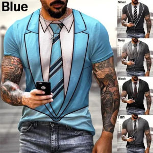 Summer New Fashionable And Funny Fake Suit 3D Printed T-Shirt Tailcoat Tie T-shirt Mens Street Casual Short Sleeved Top T-shirt h260527