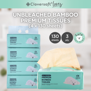❤️Cloversoft Official Unbleached Bamboo Facial Tissue 3 Ply [Bundle of 4 packs]