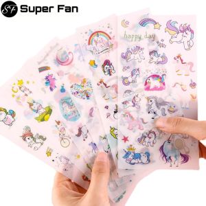 6 Sheet Cute Unicorn Stickers Dairy Decoration Notebook for Kids Children Birthday Party