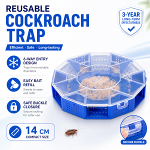 SG IN STOCK Cockroach Trap 6-Way Entry Roach Catcher with Transparent Cover Bait Box Cockroach Bait for Home Kitchen