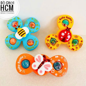 [HÌNH CLIP THẬT] Set 3 đồ chơi con quay spinner hình côn trùng có nút hít silicon dán kính/ dán bàn con xoay 360 độ