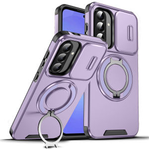 Magnetic Stand Shockproof Phone Case for Samsung Galaxy A17 A07 A16 A26 A36 A56 A06 A05 A05s A15 A25 5G A35 A55 A14 A54 A23 Slide Cover Camera Lens Protection Silicone Cover Casing