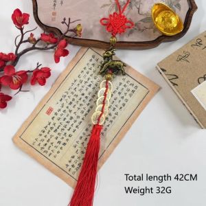 YESMILE Vàng Đồng Đồ trang trí hình con cừu hoàng đạo Hợp Tua Rua Đỏ Đồ trang trí treo hình nút thắt Trung Quốc May mắn Tết Nguyên đán 2027 Dây Chuyền Năm Trang trí Tết