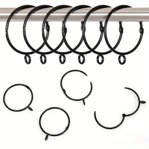 12 PCS Openable Curtain Rings 38mm Inner Diameter Metal Rustproof Drapery Loops for Curtain Shower Curtain Bathroom Shower Rod