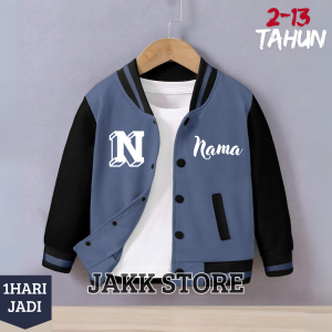 Jaket Baseball Anak Custom Nama & Inisial - Busa Nyaman 2-13 Tahun