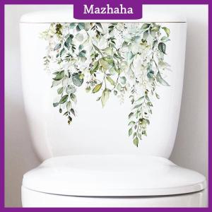 Mazhaha Green Plant Leaves Flower Wall Sticker Bathroom Toilet Decor Living Room Cabinet Home Decoration Decals Beautify Self Adhesive Mural