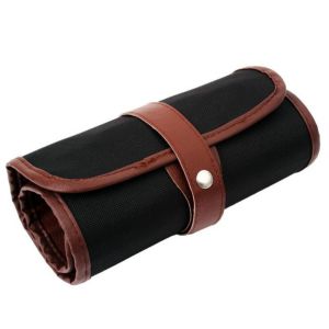 MINIFELE 262 PU Leather Roll Up Pencil Case Straps Design 24/36/48/72 Slots Pencil Curtain Durable Large Capacity Pencil Organizer Gift