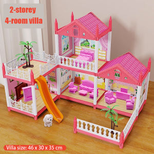 Mainan Doll House Anak DIY Princess Castle Play Rumah Lengkap Perabot Edukasi Kado Ulang Tahun Cewek