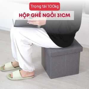 Đôn Ghế THA Kiêm Hộp Đựng Đồ (2 in 1) chất vải Oxford 600D cao cấp (Folding ottoman Storage Box)