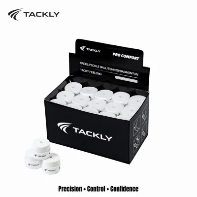 Tackly Pro Comfort Overgrip Box 45pcs –White Grip Raket Padel Badminton Tennis Pickleball Anti Slip Tacky Feeling