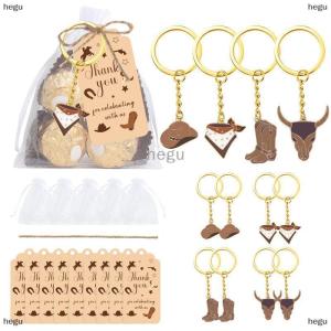 [COD] hegu ของขวัญปาร์ตี้คาวบอยตะวันตก12ชุดสำหรับแขกผู้เข้าพักหมวกคาวบอยบูตพวงกุญแจพร้อมถุงผ้าโปร่งสีขาวและแท็กขอบคุณ