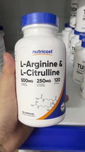 Nutricost L-Arginine & L-Citrulline 500mg/250mg – Hỗ trợ vận động & thể lực giảm huyết áp - - Góp phần duy trì thể trạng năng động khi kết hợp chế độ ăn uống và sinh hoạt hợp lý  - Tăng khả năng cảm nhận cơ bắp.  - Cải thiện hiệu suất tập luyện.